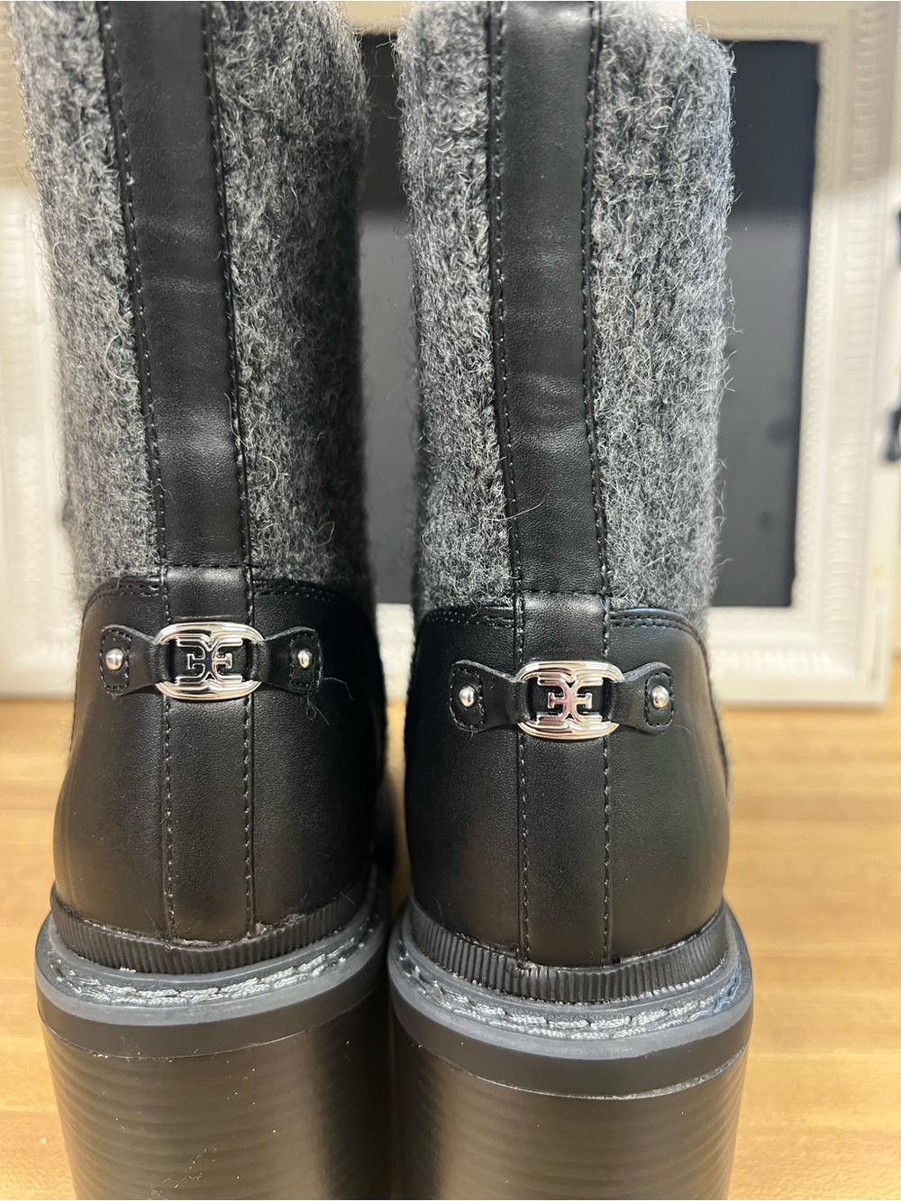 Sam Edelman NWT Roxanna Charcoal Knit Lug boot - Picture 5 of 11